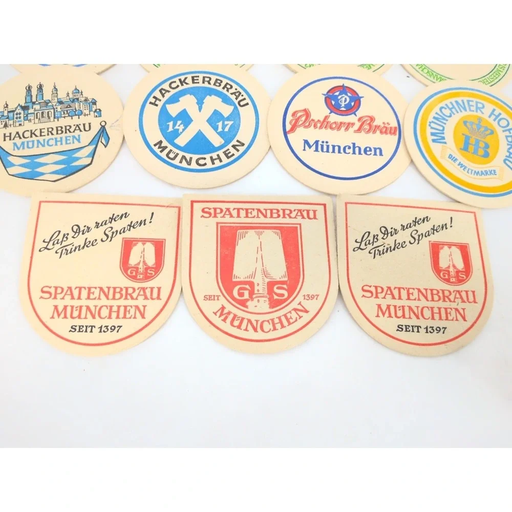 VTG German Beer Bar Coaster Spatenbrau Hackerbrau Grolsch Munchner Pschorr Brau